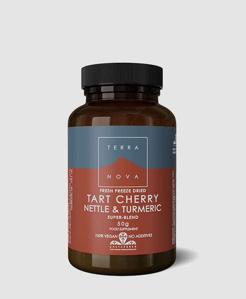 Terranova Tart Cherry, Nettle & Turmeric Super-Blend Powder 50g size