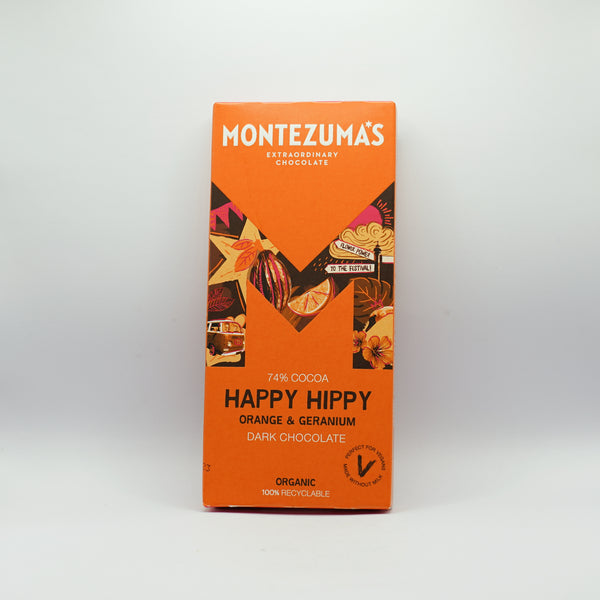 Montezumas Happy Hippy Orange & Geranium Dark Chocolate 90g